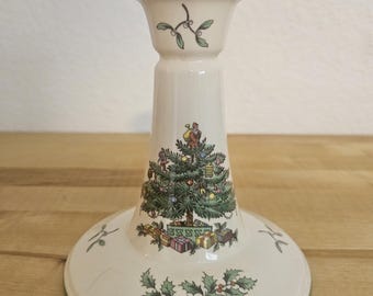 Vintage Spode Christmas Tree Candlestick Holder England Holiday Dinnerware Decor