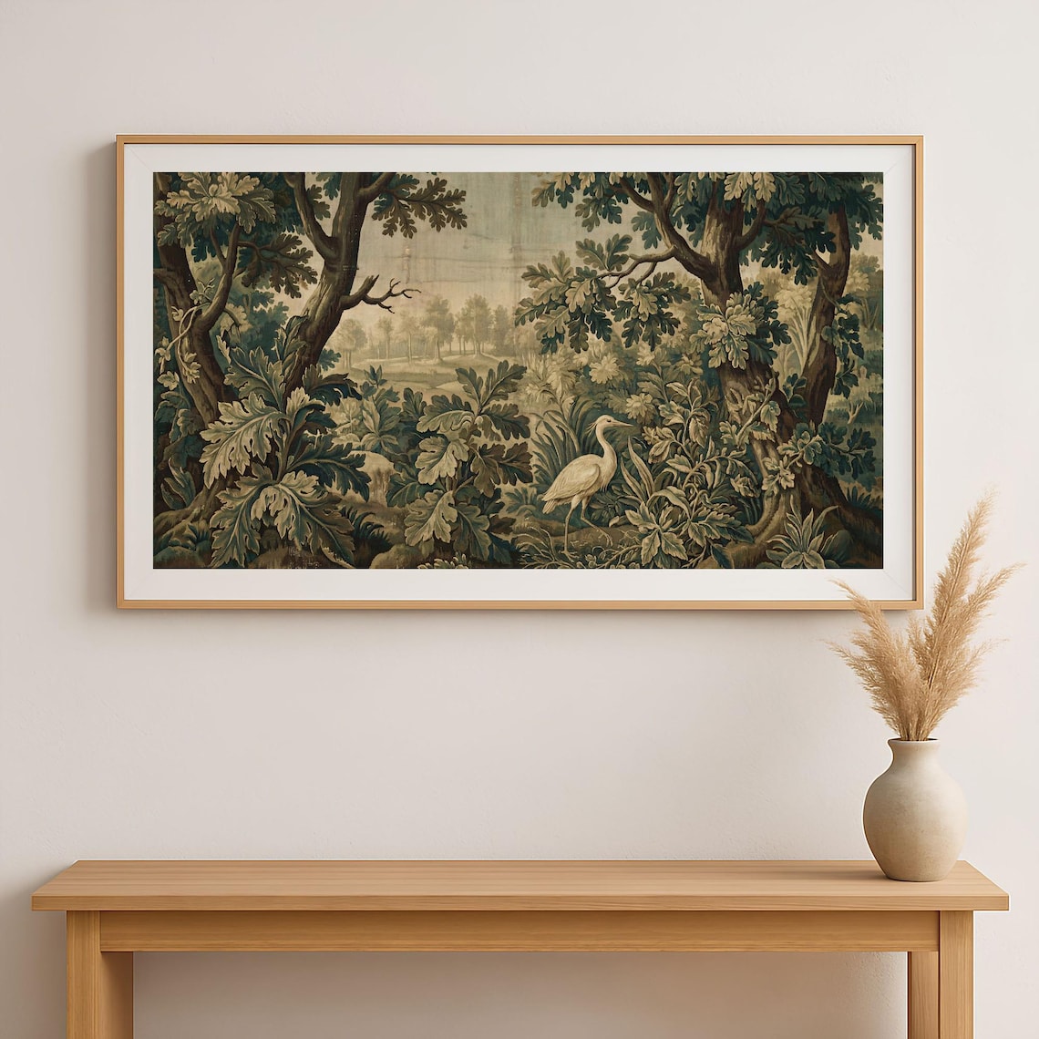 Vintage Oak Forest Tapestry shown in a room