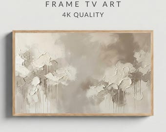 Abstract Neutral Frame TV Art, Textured Impasto Plaster, Minimalist Japandi Decor (4K Digital Download)