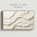 White Abstract Frame TV Art, Textured Plaster Painting, Minimalist Neutral 3D Wall Decor, Modern Impasto Wave Art, 4K Digital Download