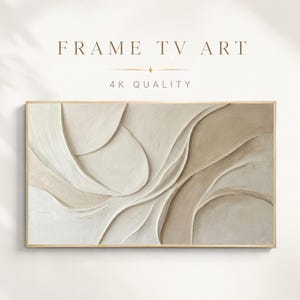 Neutral Abstract Frame TV Art, Beige Textured Plaster, Minimalist Wavy Decor (4K Digital Download)