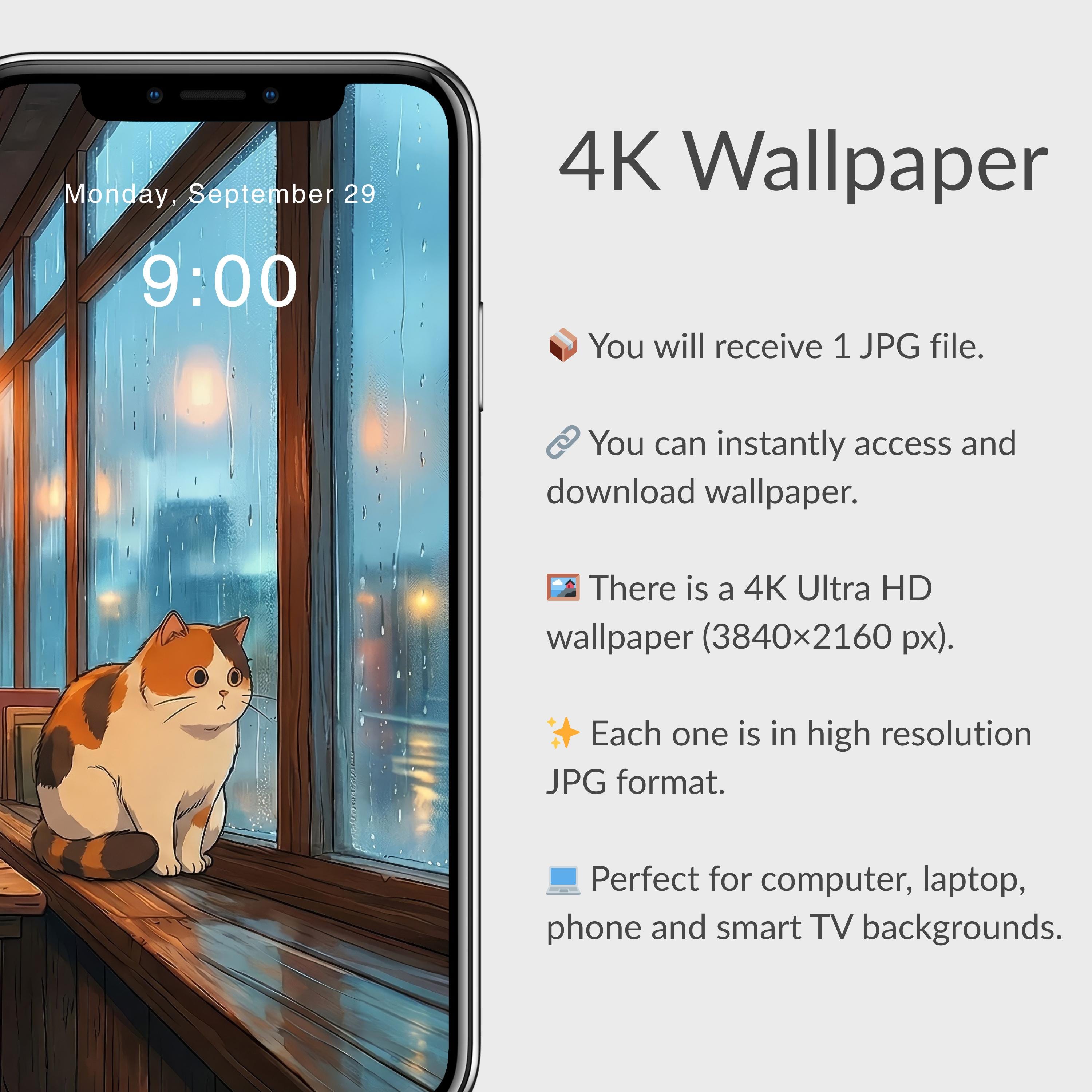 Studio Ghibli Style Cozy Rainy Cafe With Cat 4K Desktop Wallpaper, Lofi ...