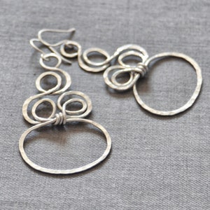 Chandelier Earring // Hammered silver earrings // Long silver earrings // bohemian jewelry // Okyanus Earrings // drop earring large earring