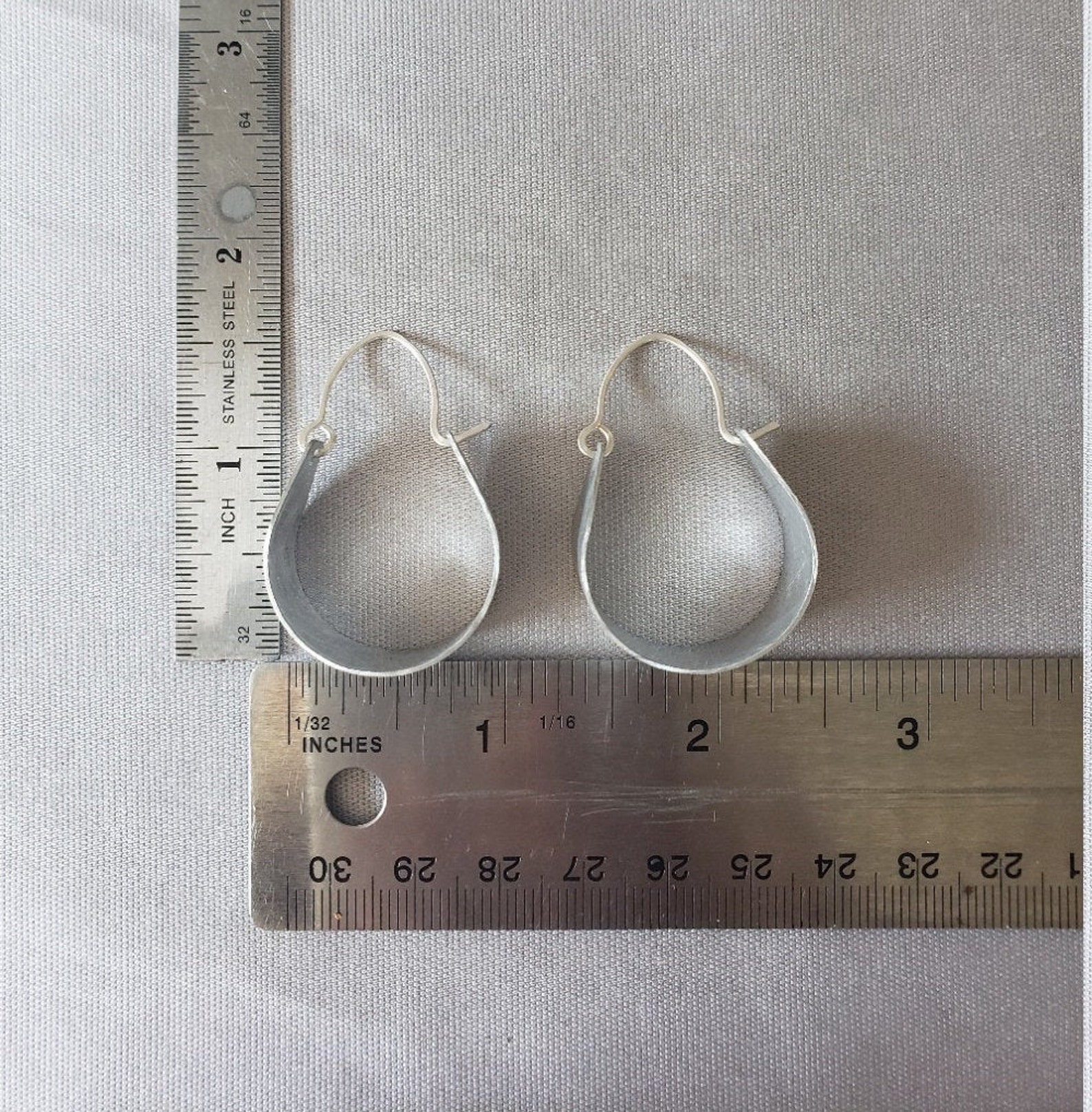 Brushed Silver Earrings // Hoop Earrings // Wide Hoop Earring Etsy