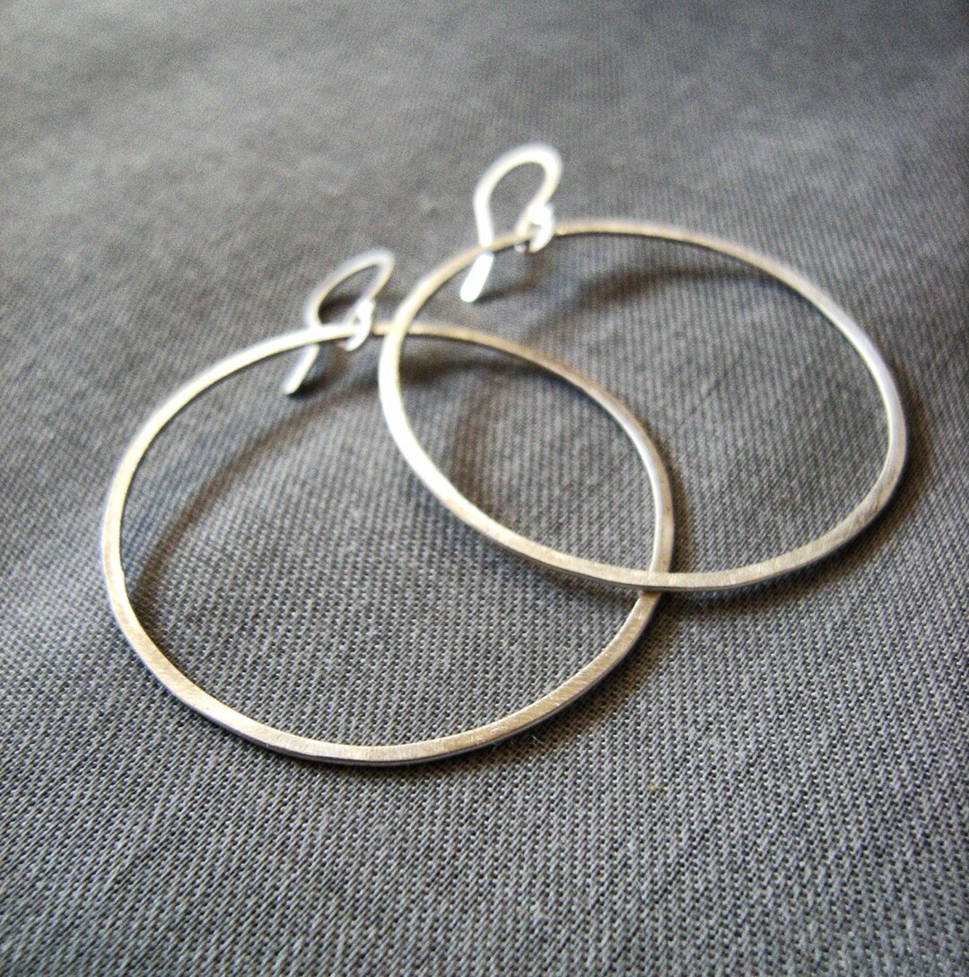 Sterling Silver Brushed Hoop Earring