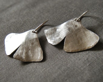 Ginkgo Earring leaves Brooklyn Ginkgo Aluminum Brass Copper ginko earring  brushed finish Ginkgo leaf