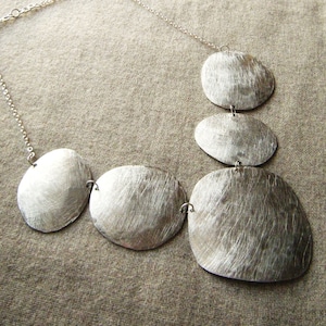 Silver statement Necklace / Statement necklace / Brushed silver necklace Large silver necklace / Barcelonesa Hand hammered silver image 2