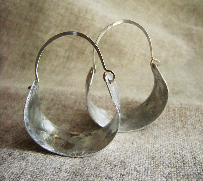 Brushed Silver Earrings // Hoop Earrings // Wide Hoop Earring - Etsy