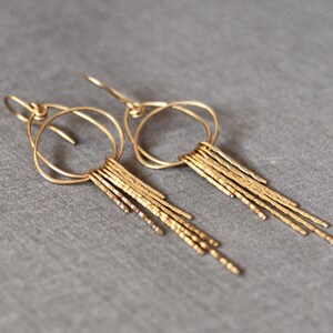 Gold Chandelier Earring / art deco jewelry / Fête '28 / Unique Sterling Silver solid Gold / hammered / forged gold sterling 14k rose white image 4