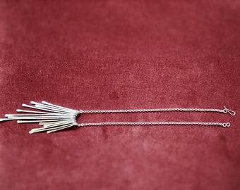 Fringe Necklace / Long silver necklace / hammered silver metal statement necklace bib necklace hammered hand forged "Zephyr"