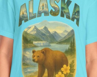 Alaska Shirt Vintage Bear Tee Nature Lovers Travel Gift Mountain Wildlife Graphic