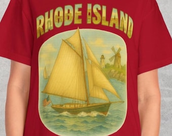 Rhode Island Shirt Vintage Sailboat Tee Coastal Lovers Gift Beach Travel Nautical Scenic Graphic