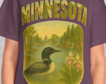 Minnesota Loon Shirt Vintage See T-Shirt Naturliebhaber Geschenk Reise im Landschaftsstil