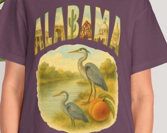 Alabama State Shirt Vintage Nature Tee Gift for Travelers Souvenir Southern Retro Style
