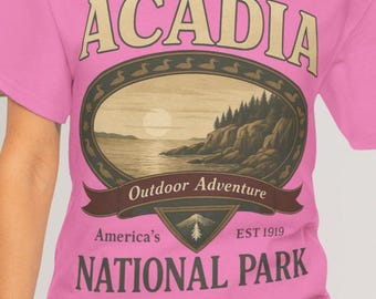 Acadia National Park Shirt Vintage Coastal Tee Gift for Hikers Travelers Scenic Outdoor Style