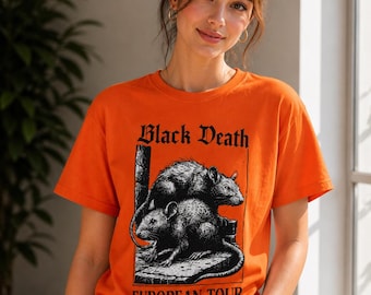 Black Death Shirt Medieval Plague Graphic Gift History Lovers Casual Dark Humor Vintage Style