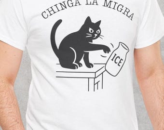 Anti ICE Shirt Cats Funny Black Cat T-Shirt Spicy Humor Gift Adults Retro Graphic