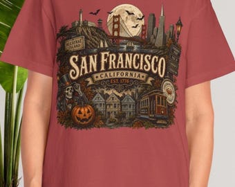 San Francisco Halloween Shirt California Travel Gift Spooky City Vintage Graphic Tee