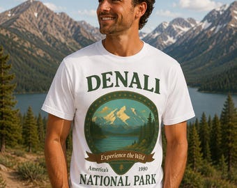 Denali National Park Shirt, Alaska Hiking Gift for Outdoor Lovers, Vintage Mountain Adventure Tee