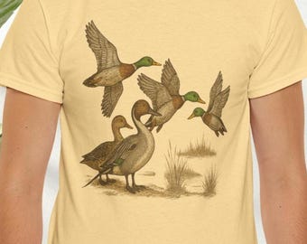Camiseta de pato ánade real, regalo vintage de caza para hombre, camiseta de naturaleza rústica para exteriores, estilo natural