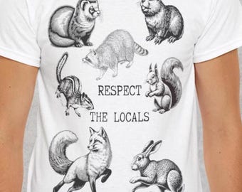 Maglietta vintage con grafica di animali della foresta, maglietta retrò con animali selvatici, regalo per amanti della natura e delle attività all'aperto