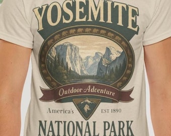 Yosemite Shirt National Park Outdoor Adventure T-Shirt Vintage Mountain Landscape Design, Nature Lover Tee