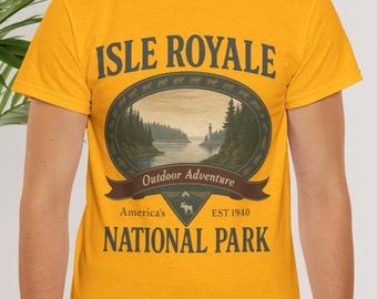Camiseta del Parque Nacional Isle Royale, estilo vintage, para actividades al aire libre, regalo para excursionistas, campistas y amantes de la naturaleza.