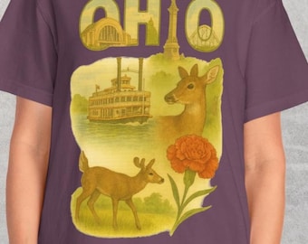 Ohio Vintage Shirt Cardinal Deer Gift Travel Souvenir Nature Lover Retro State Graphic Tee