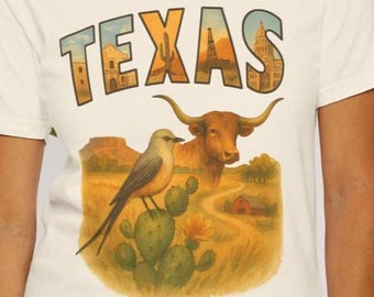 Texas Longhorn Shirt Vintage Desert Tee Gift for Travelers Souvenir Western Retro Style