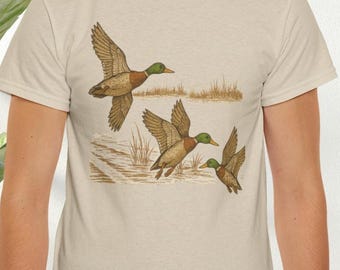 Camiseta de pato ánade real, regalo vintage de caza para hombre, camiseta de naturaleza rústica para exteriores, estilo natural