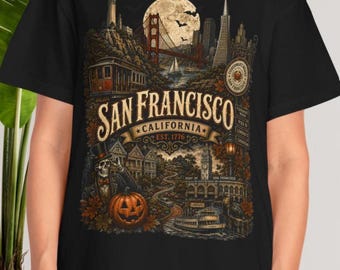San Francisco Halloween Shirt California Travel Gift Spooky City Lover Vintage Graphic Tee