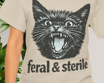 野良猫と不妊猫のTシャツ、面白い子宮摘出術後の回復Tシャツ、皮肉な女性のユーモアTシャツ