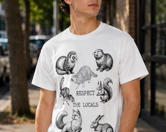 Respect the Locals Shirt Woodland Wildlife Gift Nature Lovers Vintage Graphic Tee