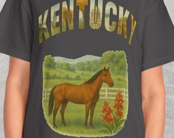 Kentucky shirt paard boerderij staat trots cadeau paardensport liefhebbers reizen vintage platteland grafisch T-shirt