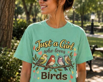 Bird Lover Shirt Women Charming Songbird Tee Nature Gift Wildlife Graphic Vintage