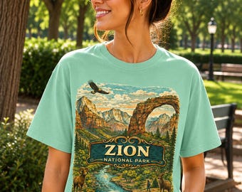 Zion National Park Shirt Utah Hiking Gift Outdoor Adventure Vintage Graphic Tee