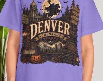 Denver Halloween Shirt Colorado Gift Mile High City Spooky Travel Vintage Graphic Tee