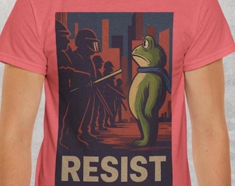 Widerstand Frosch-Shirt Statement-Grafik-T-Shirt für Erwachsene Protest Art Streetwear Vintage-Stil