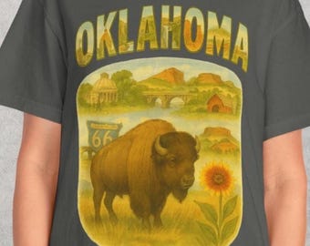 Oklahoma State Shirt Vintage Bison Tee Western Liebhaber Geschenk Route Travel Prairie Wildlife Grafik