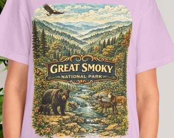 Great Smoky Mountains Shirt Vintage Travel Tee Gift for Hikers Campers Scenic Nature Style