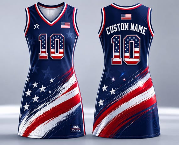 american jersey dress Personalized USA Dress, Custom Name Number Dress, Flag Fan Dress, Patriotic Sleeveless Dress, USA Pride Outfit for Women Maxi dress