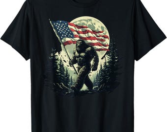 Bigfoot Sasquatch amerikansk flagga patriotiska 4 juli-tröja