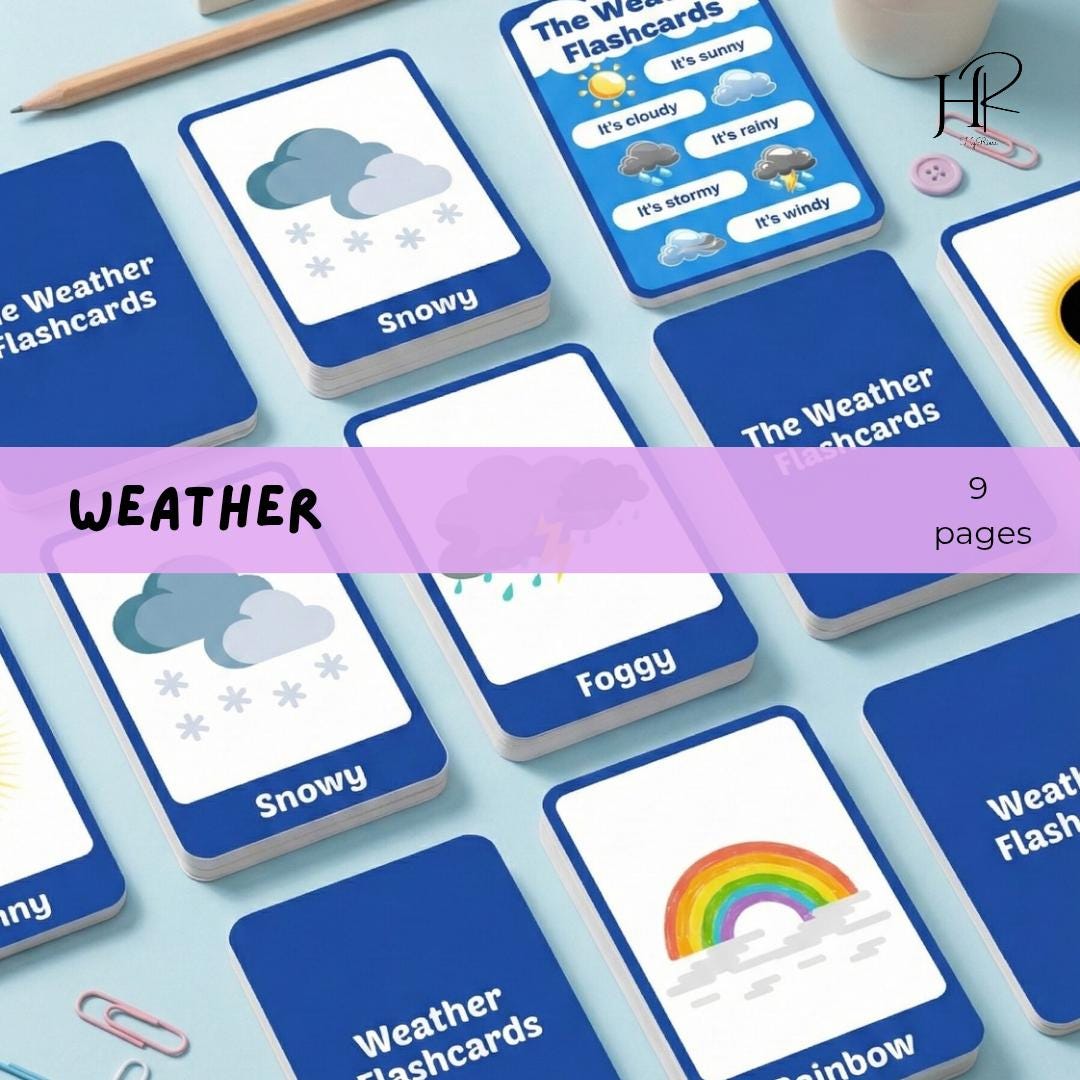 Weather Flashcards for Kids | Printable Learning Cards | Weather ...