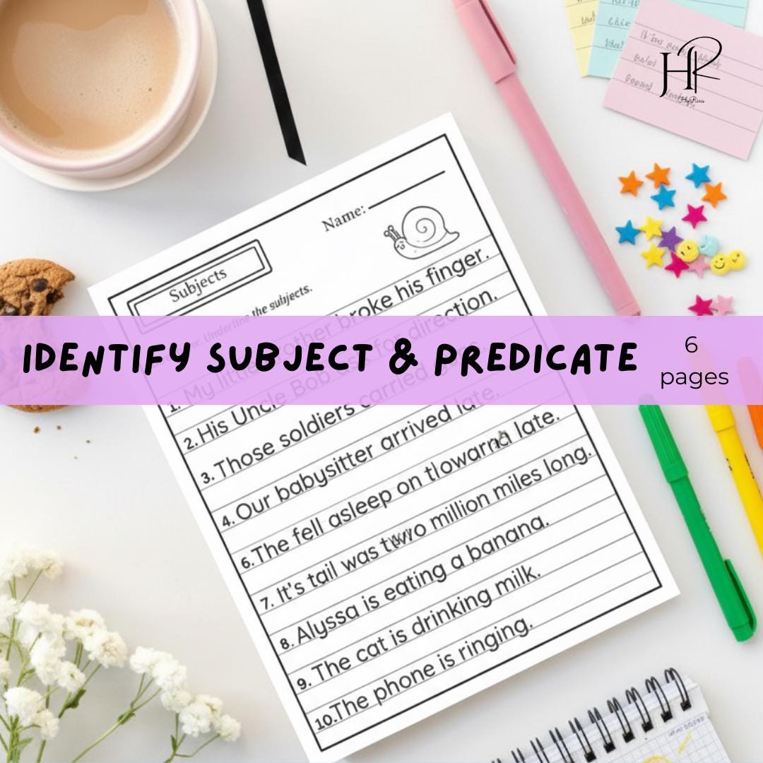 Subject and Predicate Grammar Activity: Sentences & Parts of Speech ...
