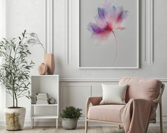 Pastel Abstract Flower Print | Soft Pink & Purple Floral Art (Digital Download)
