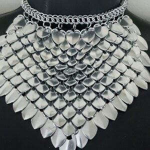 Silver Dragon Scale Choker and Earring Set