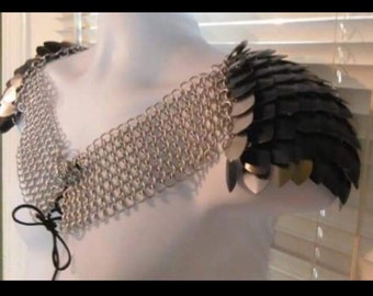 Anodized Aluminum Scale Pauldron Armor: Adjustable Leather Lacing