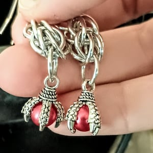 Dragon Claw Byzantine Weave Chainmaile Earrings