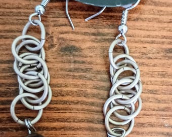 Half Persian 4in1 Weave Chainmaille Earrings with Tigers Eye Beads