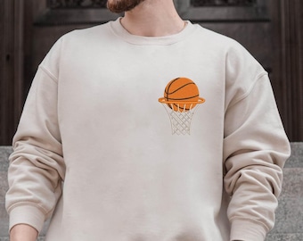 Embroidered Basketball Sweatshirt, Sports Embroidery Sweater,Fathers Day Gift,  Comfort Colors Gildan Hoodie, Basketball Lover Gift